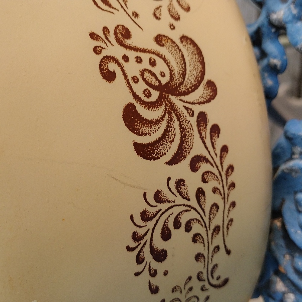 Pyrex Homestead 475-B 2.5L Beige with Brown Scrollwork and with Clear Lid - Picture 14 of 15
